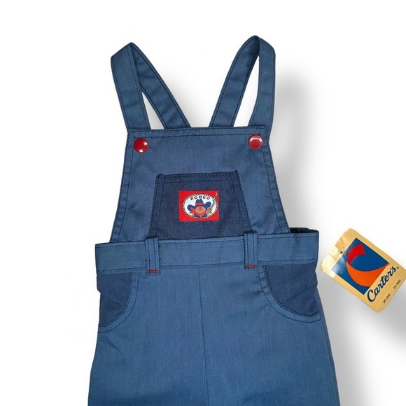 Carters Vintage Bib Overalls Blue Rodeo Bear Infant Toddler 80s 90s 24 Mos NWT - Picture 3 of 10